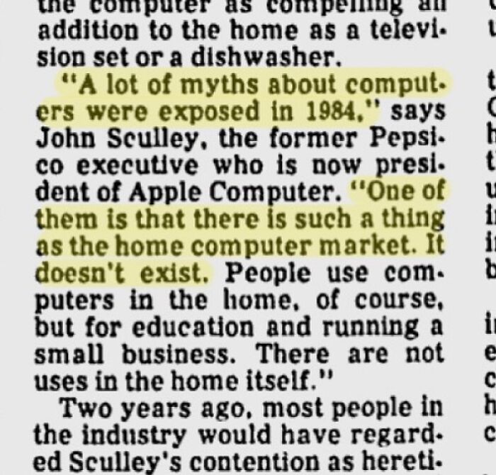 🗓️this Day In 1983 John Sculley Joined 
steve Jobs Would Be Forced Out By 1985. In 1986 Sculley Said That The Home Computer Market Didn't Exist. A Decade Later Steve Jobs Would Return And Release Imac