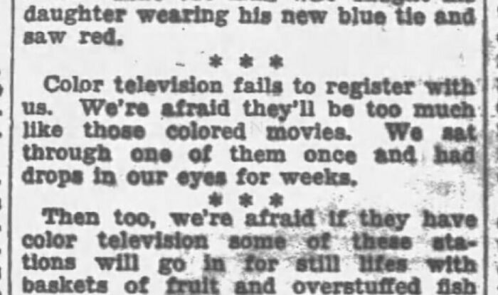 1928 Screed Against Colour TV