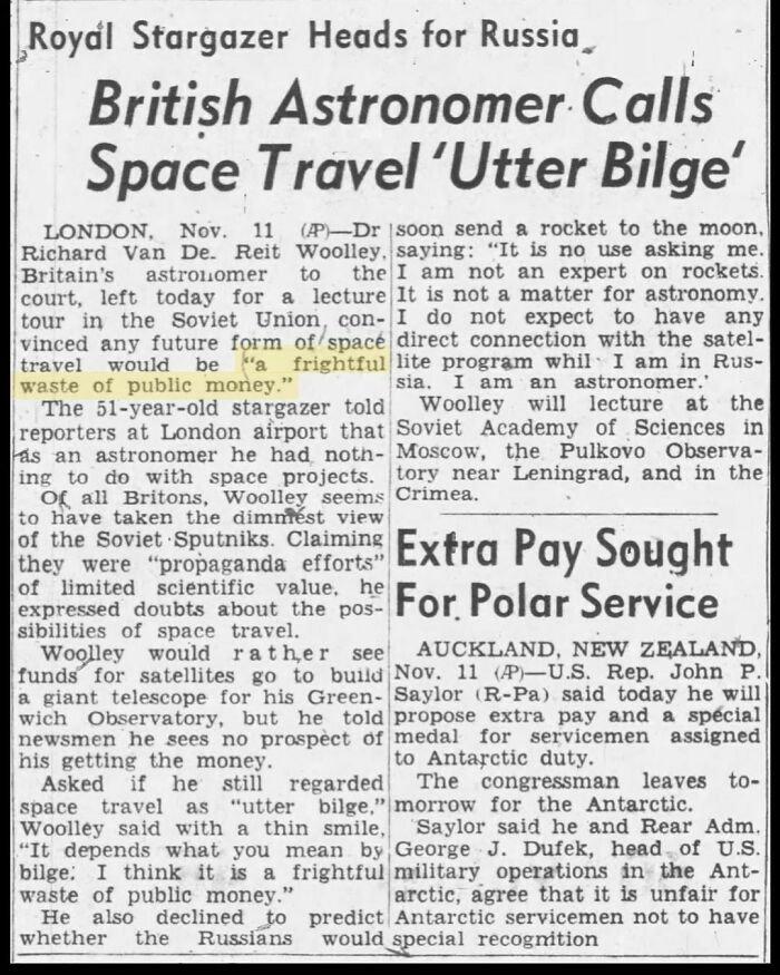 🚀 British Astronomer Calls Space Travel “Utter Bilage” (1955)
