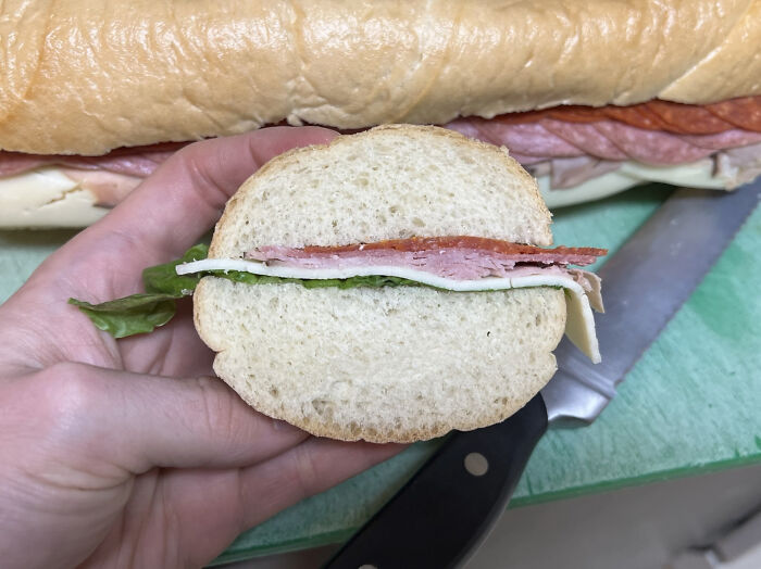 The Meat To Bread Ratio On This Sub From My Local Deli
