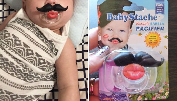 Pucker Up For Giggles With This Hilariously Mustached Latex Free Baby Pacifier