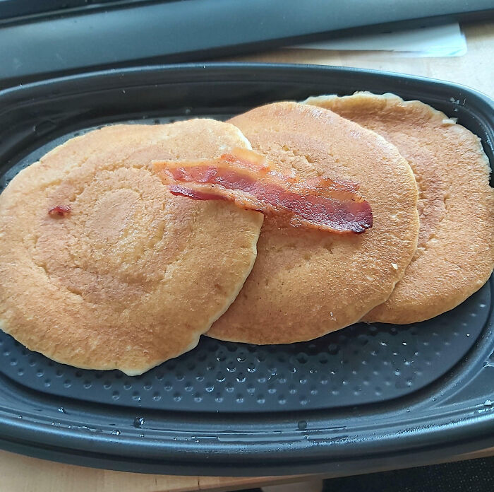 Ordered Pancakes From McDonald's With Bacon, And This Is What I Got. I'm Not Too Sure What I'm Going To Do With All This Bacon    