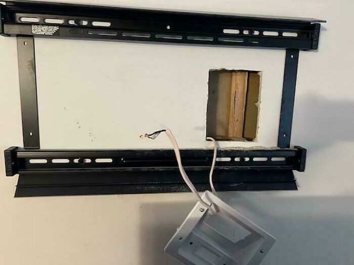 What Needs To Happen Now? I Hired A Service To Install In-Wall Wiring And Mount A New TV. Looks Like The Installer Just About Cut Through Stud On First Floor Of 2 Story House. I Want To Cry