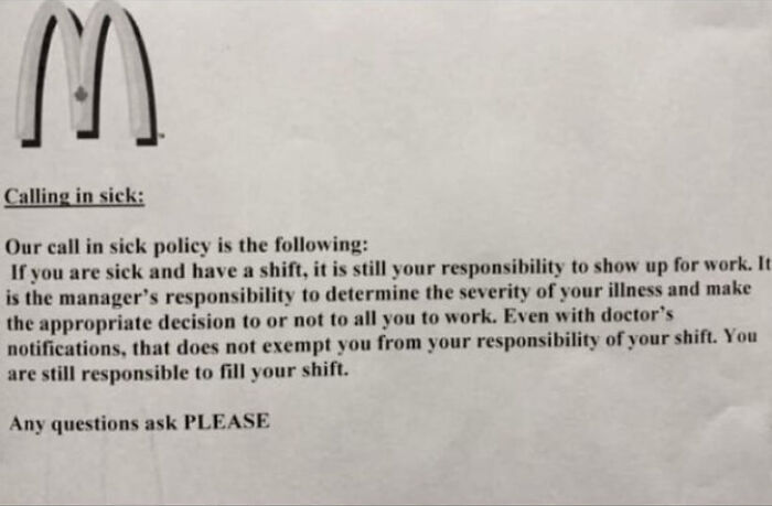 My Town's McDonald's Posted This In Their Workplace Today, Thoughts?
