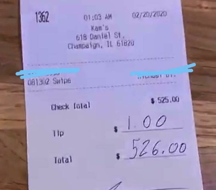 $1 Tip On $500+ Bar Tab