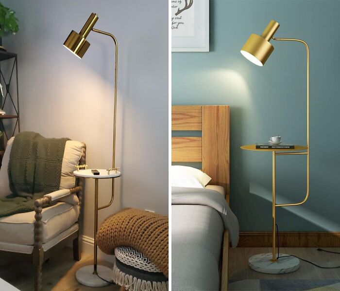 Brighten & Style: Creative Floor Lamp With Table - A Modern Twist For Any Room!