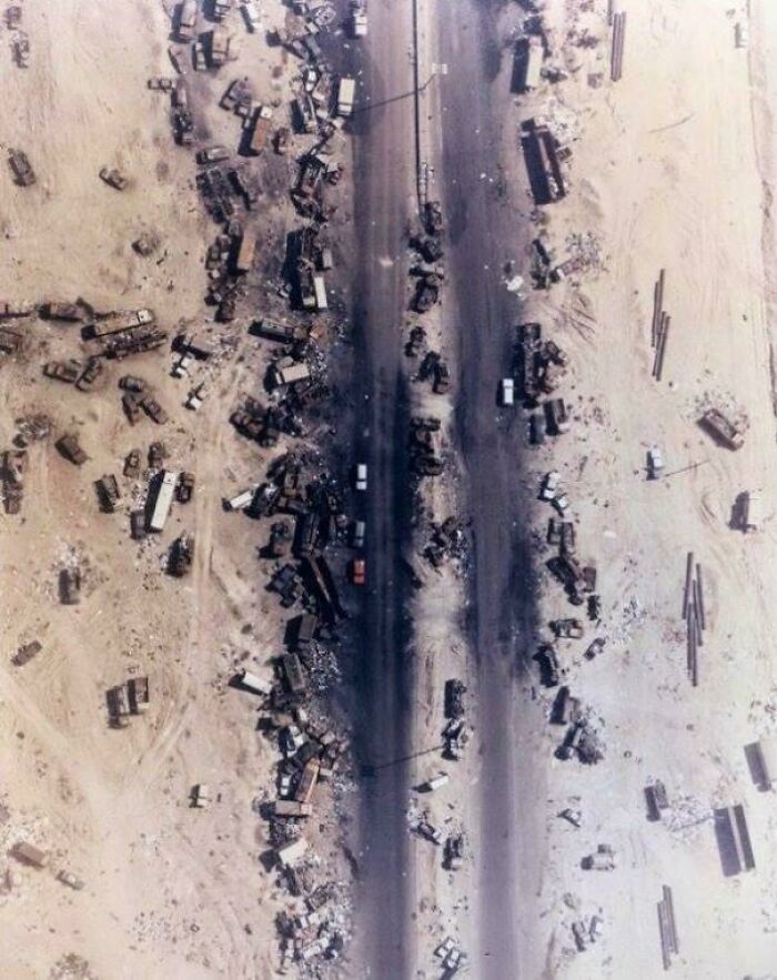 The Highway Of Death, Officially Known As Highway 80. This Is The Result Of Us Forces Bombing Iraqi Forces, 1991