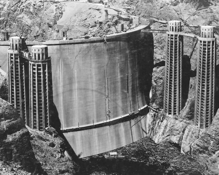 The Rarely Seen Back Of The Hoover Dam Before It Was Filled With Water, 1936