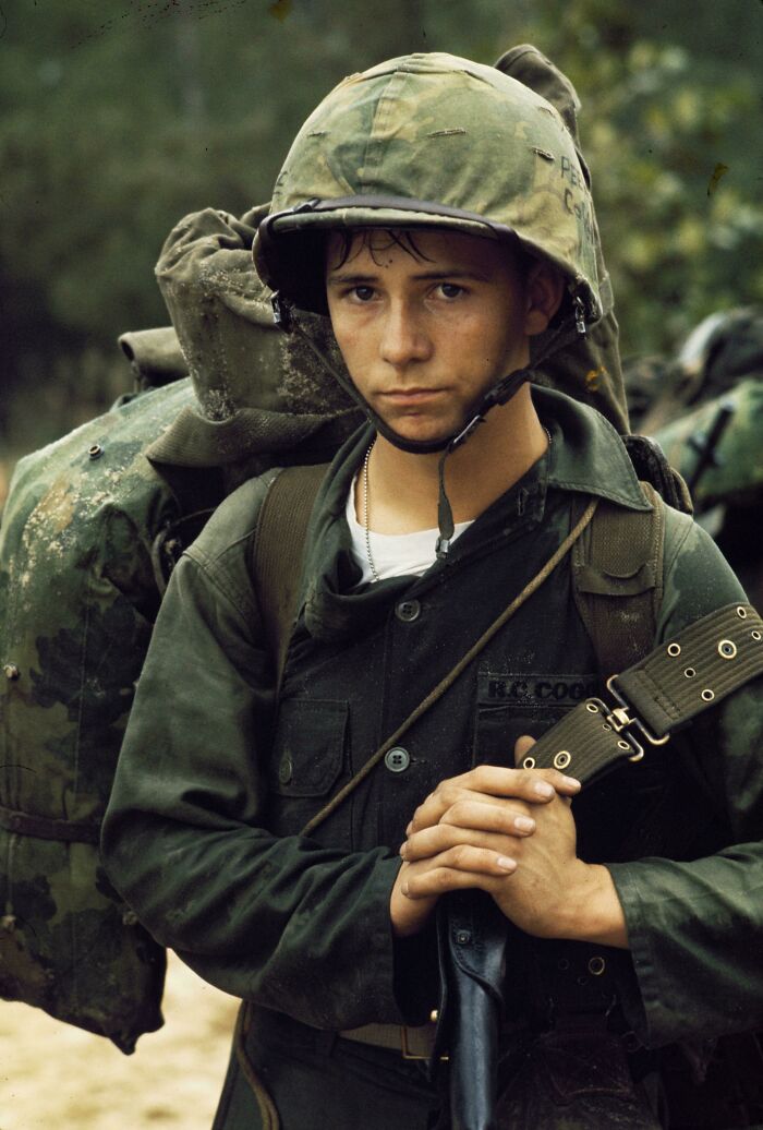 A Young Private Waits On The Beach During The Marine Landing At Da Nang, 1965