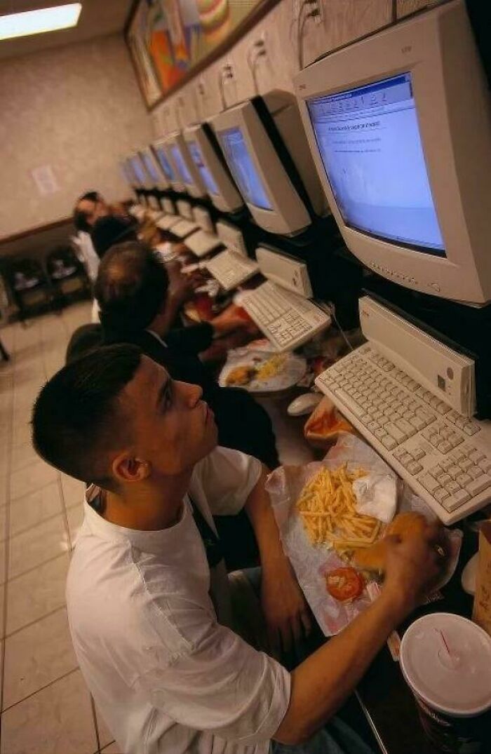 A Customer On The Internet At Burger King, 1998
