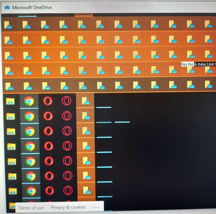 The One Drive Army Has Taken Over My Computer. Yes, I Took The Picture With My Phone Because My PC Was Frozen