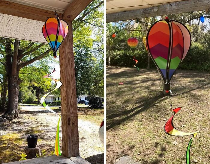 Sky's The Limit With This Rainbow Hot Air Balloon Windmill Decor!