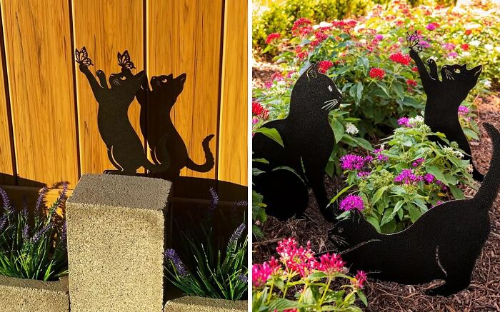 A Meow-Velous Addition - Cat Silhouette Statues For Ultimate Outdoor Charm!