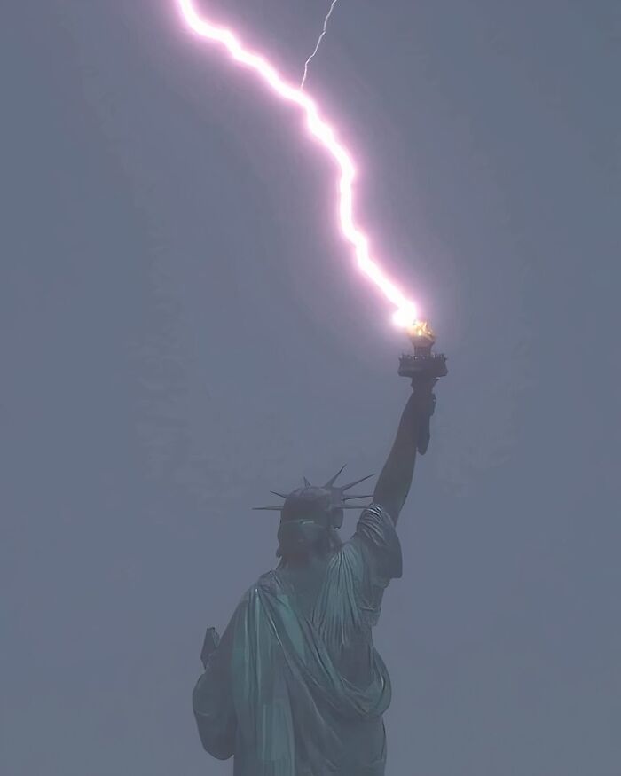 Lightning Striking Lady Liberty