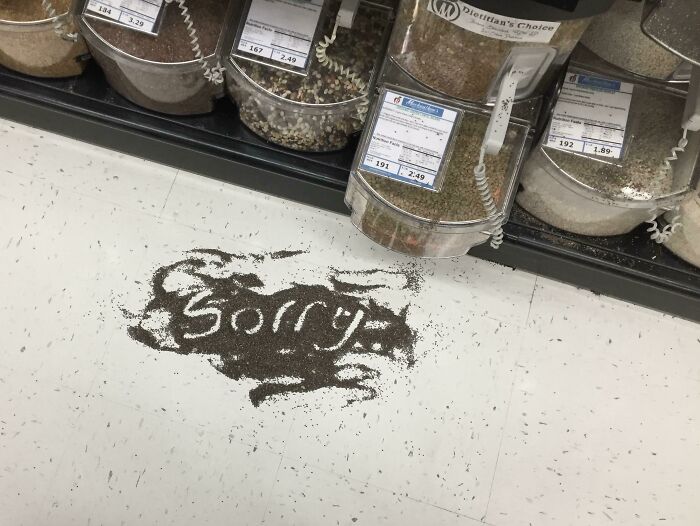 Someone Spilled Chia Seeds At The Grocery Store I Work At And This Is How They Apologized. And No We Do Not Live In Canada