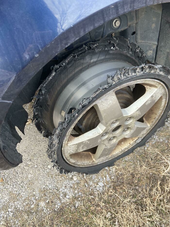 My Husband Called Shortly Into His Half Hour Drive Home To Say The Tire “Felt A Little Off”