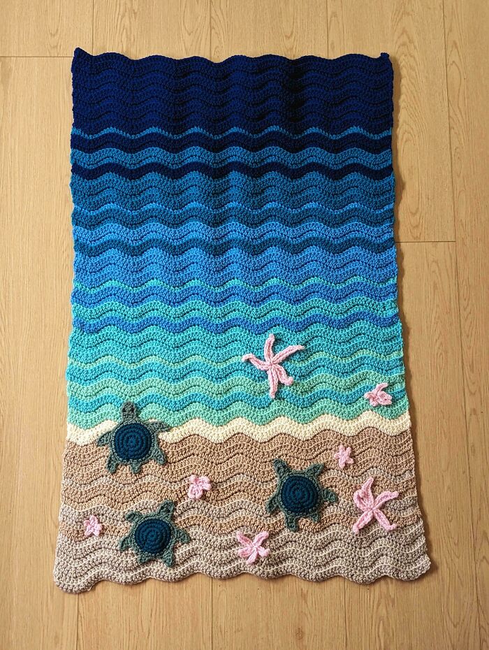 Finished This Baby Blanket For My Best Friend, So Happy With How It Turned Out! 🐢