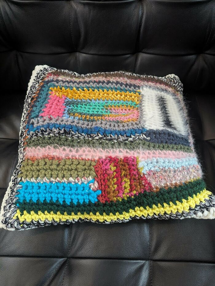 After Being Single For 20+ Years, I've Been Dating Someone I Met On Hinge For Almost 4 Months Now. She Crocheted This Pillow For Me. She's Just Dreamy 😊