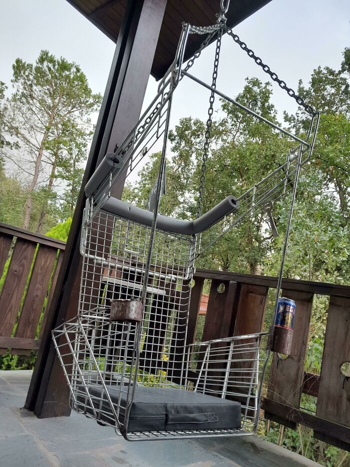 Flying Chair Done With A Shopping Cart (Included Ashtray And Beer Holder)