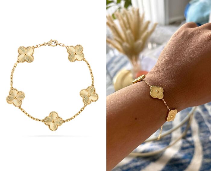 Luxury Or Lucky Charm? Van Cleef & Arpels Vintage Alhambra Bracelet Versus Gold-Plated Lucky Bracelet