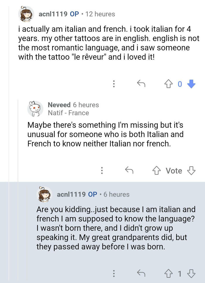 Just Because I'm Italian And French, I'm Supposed To Know The Language?