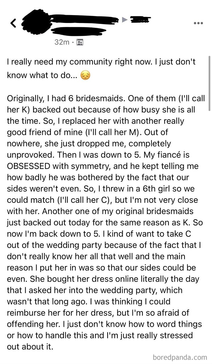 Bride Asks Girl To Be Bridesmaid Only Because She Wants An Even Number... And Then Wants To Remove Her