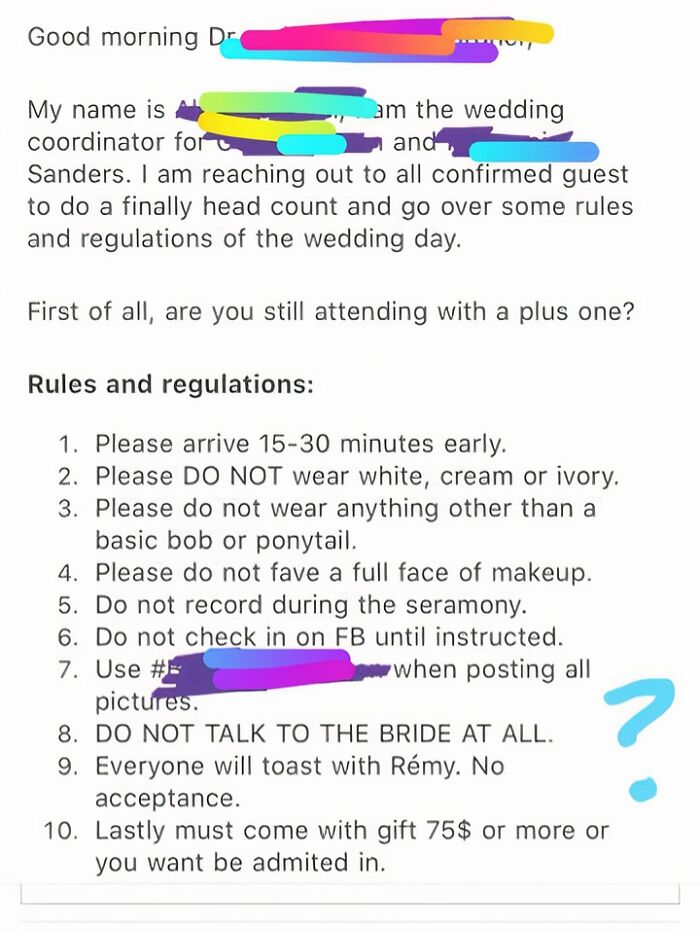 Do Not Talk To The Bride At All