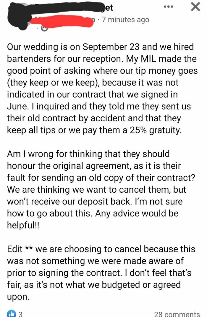 Entitled Bride Is Upset She Can't Keep Bartenders Tips