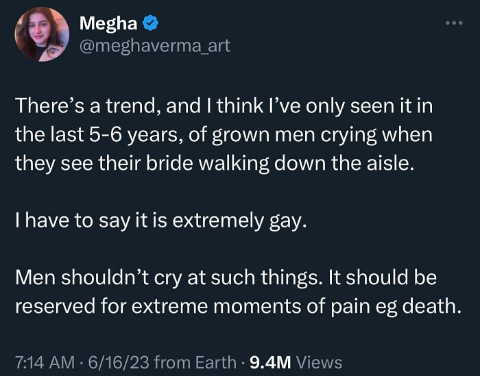 Apparently, Crying At Your Wedding Is Considered Gay Now