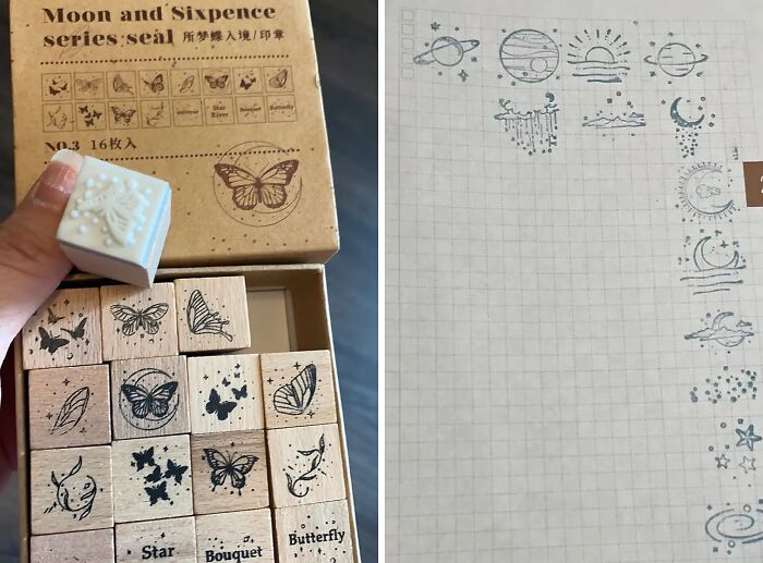 Level Up Your Artsy Friend's Craft Game With These Lit Wooden Rubber Space Stamps!