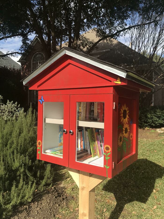 Neighborhood Just Built A Littlelibrary... Volunteered To Host It In Our Front Yard And We Are So Excited About It!