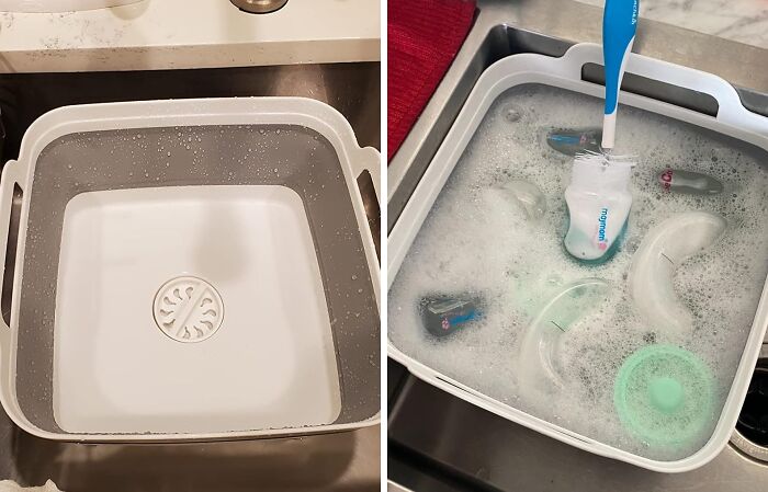 Simplify Your Dishwashing Routine With The Collapsible Dish Basin With Drain Plug