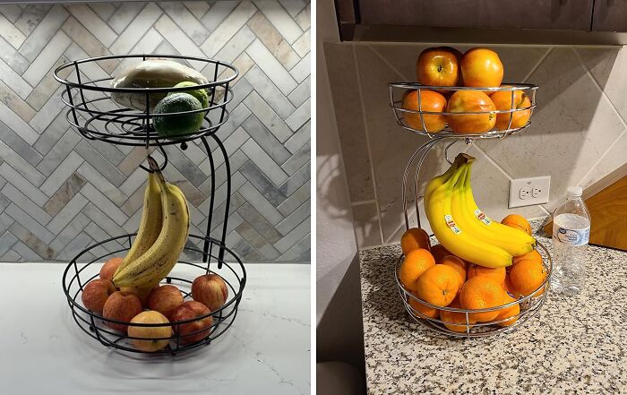 Fruitful Elegance: Iron Fruit Basket With Banana Hanger