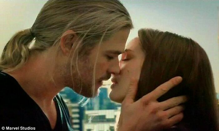 In Thor: The Dark World (2013), Natalie Portman Couldn't Make It To Reshoot The Final Kiss Scene. When Asked To Choose From A Lineup Of Women To Take Her Place. Chris Hemsworth Instead Brought In His Wife , Who Wore Natalie's Clothes And Wig To Shoot The Final Kiss
