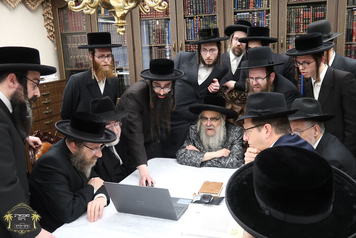 A Computer Is Placed For The First Time On The Table Of Aaron Teitelbaum, The Grand Rabbe Of The Satmar Hasidic Dynasty