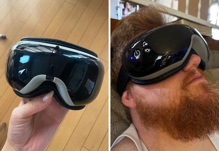Say Bye To Migraines & Hurting Eyes After Long Hours Of Reading - Eye Massager, Featuring Heated Massages And Bluetooth Music!