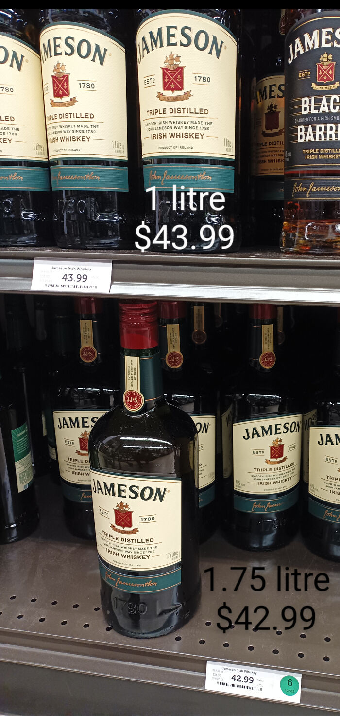 1l $43.99 Or 1.75l For $42.99