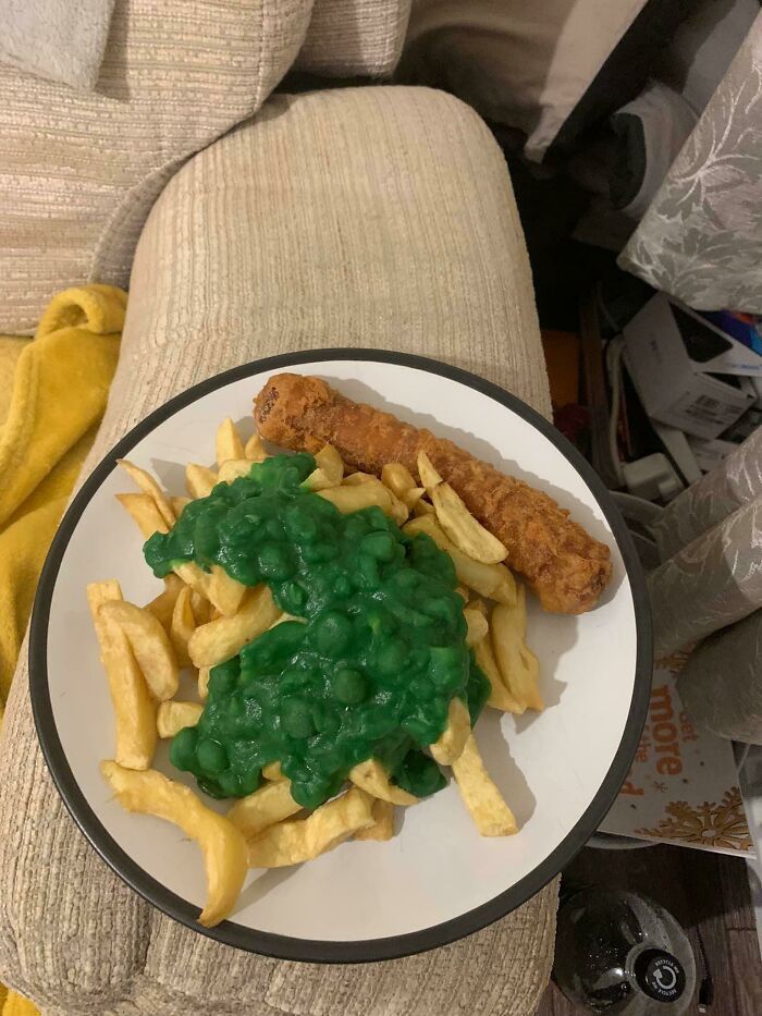 From My Local Chippy Last Night. Peas Were Looking Slightly Radioactive