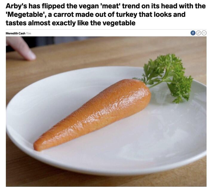 “Megetable, A Carrot Made Out Of Turkey”