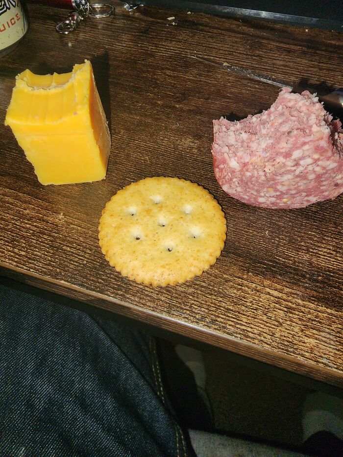 Instead Of Slicing The Meat And Cheese For My Crackers, I Just Lop Off What I Want And Chomp It. My GF Does Not Approve. Thoughts?