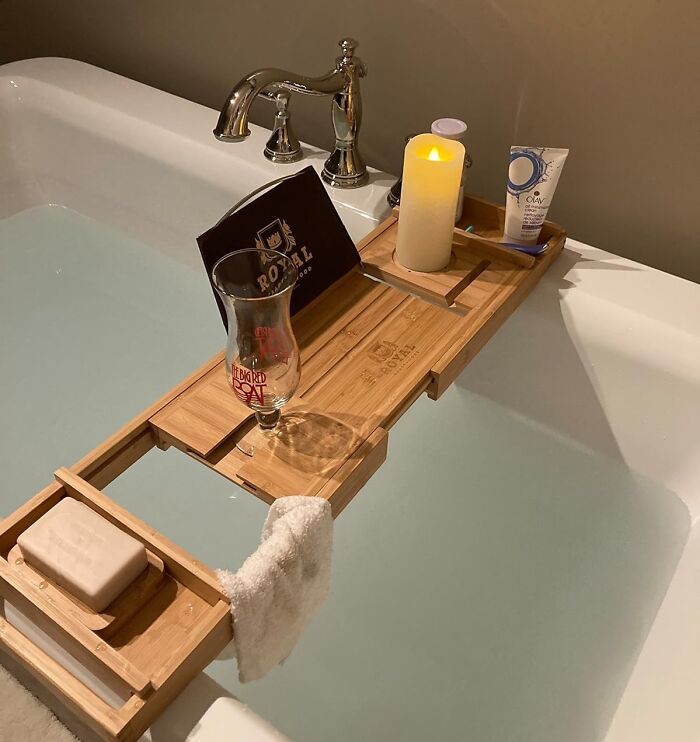 Turn Any Bath Into An Opulent Spa Experience With This Sophisticated Bathtub Tray