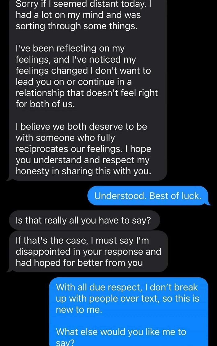 Guy Politely Acknowledges Break Up Message And She Gets Mad At Him For It Guy Politely Acknowledges Break Up Message And She Gets Mad At Him For It