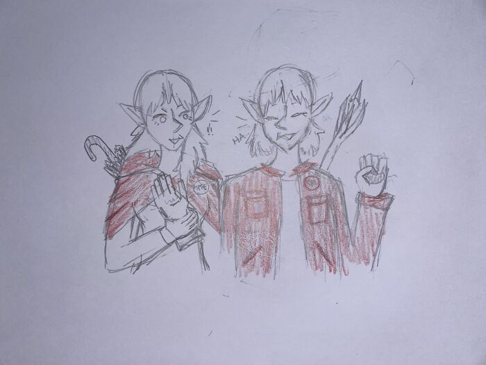 Taako And Lup From The Adventure Zone. It’s My Very First And So Far Only Fan Art So Please Don’t Judge. I Also Drew Heavily From The Style In The Novelization