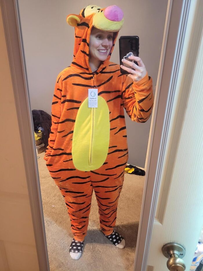 Stripes For Survival, Kidding For Applause! You Go Tigger In An Adult Onesie. We're 'Roaring' With Amusement... Or Are We Though?