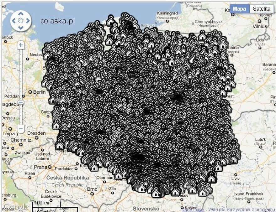 Map Of All The Churches In Poland