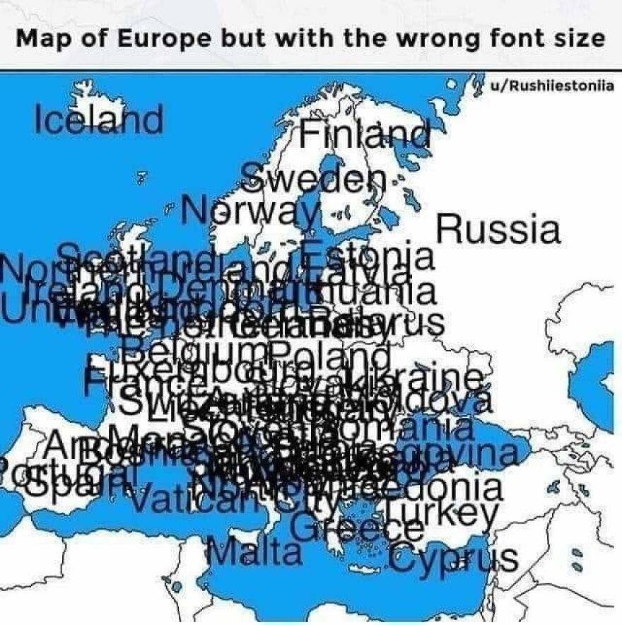 Map Of Europe But With The Wrong Font Size