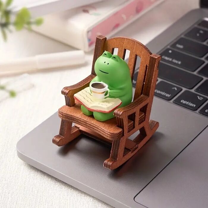 Add A Hop Of Fun To Any Space With This Hand Painted Froggy In A Rocking Chair Decoration!