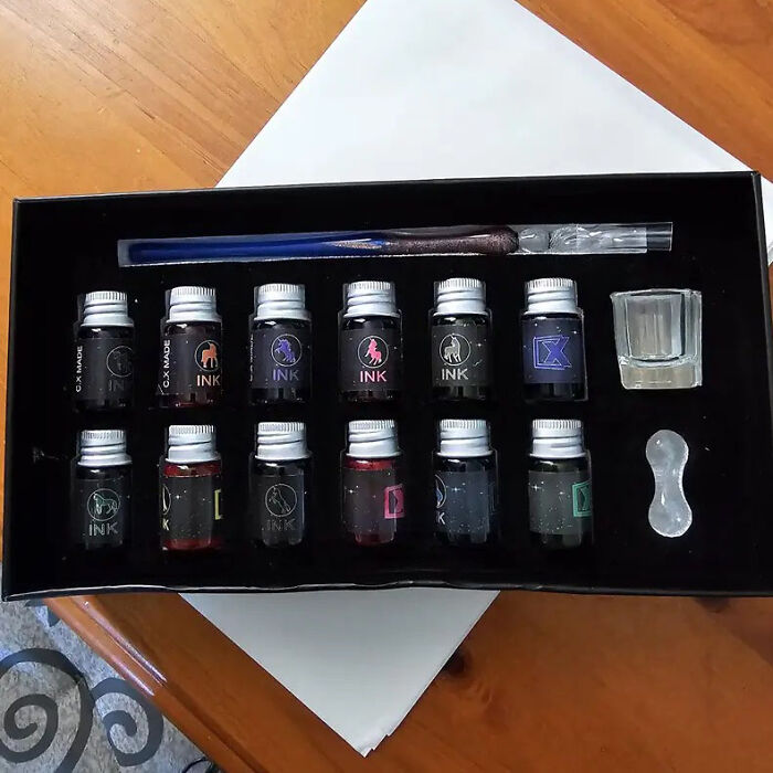 Upgrade Your Friend's Signature Game With This Fancy Glass Dip Pen And Ink Set