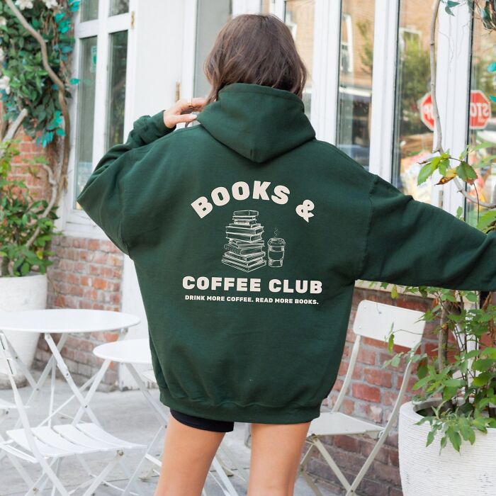 Wrap Up In Comfort With The Ultimate Reader's Gift - A Books & Coffee Themed Hoodie!