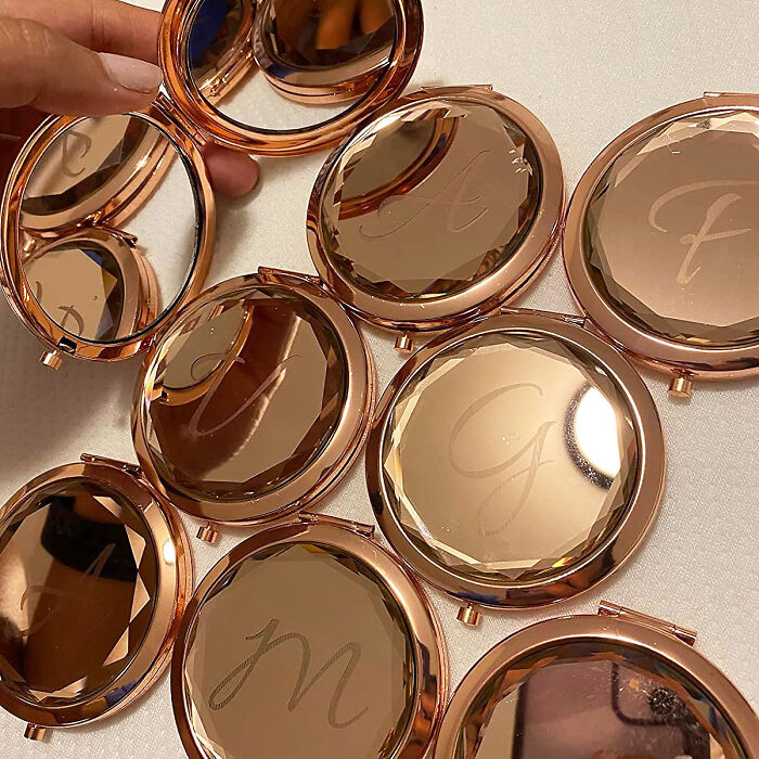 Gift A Glimpse Of Glamour With Rose Gold Personalized Compact Mirrors 